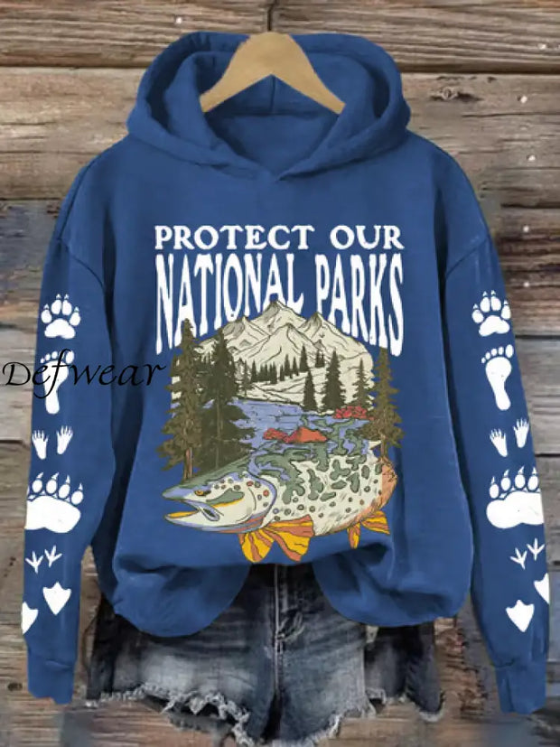 Women’s National Parks Heat Transfer Hooded Sweatshirt Blue / S