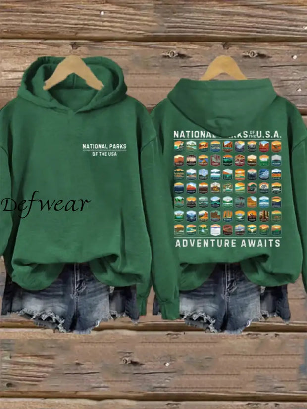 Women’s National Parks Heat Transfer Hooded Sweatshirt Dark Green