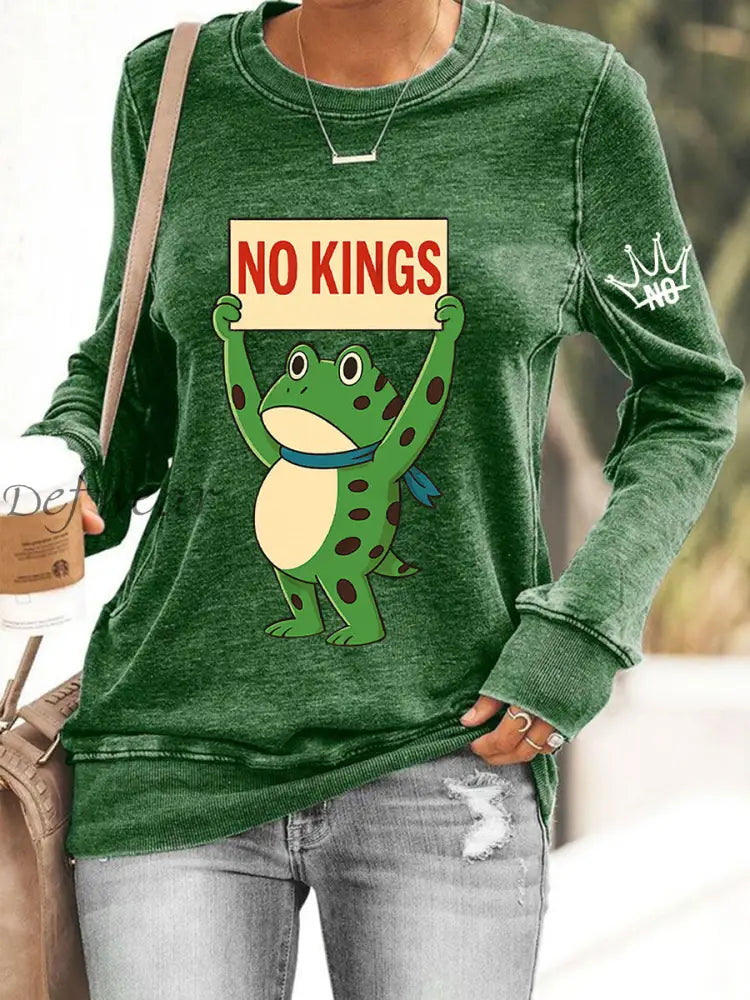 Women’s No Kings In America Print Sweatshirt Green / S