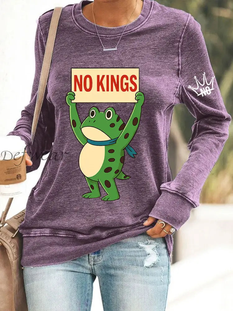 Women’s No Kings In America Print Sweatshirt Purple / S