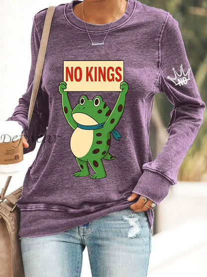 Women’s No Kings In America Print Sweatshirt Purple / S