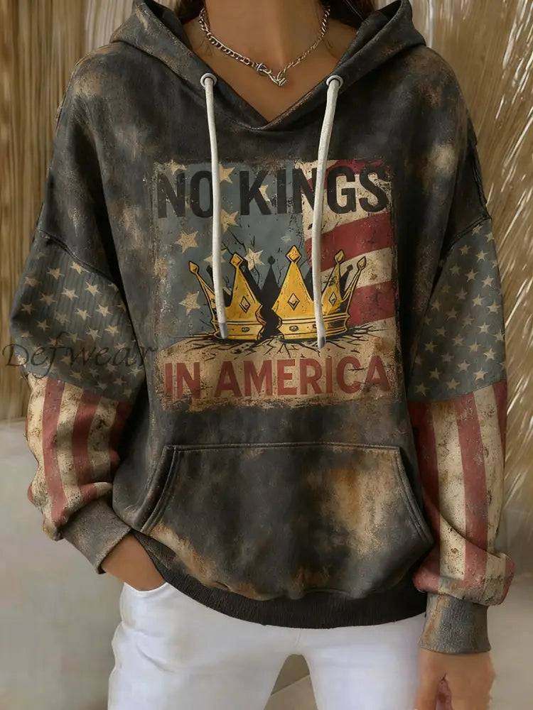 Women’s No Kings Print Hoodie As picture / S