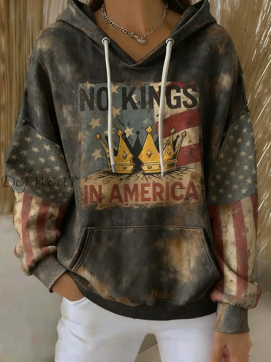 Women’s No Kings Print Hoodie As picture / S
