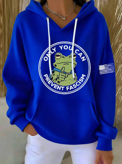 Women’s Only You Can Prevent Fascism Printed Hoodie Blue / S