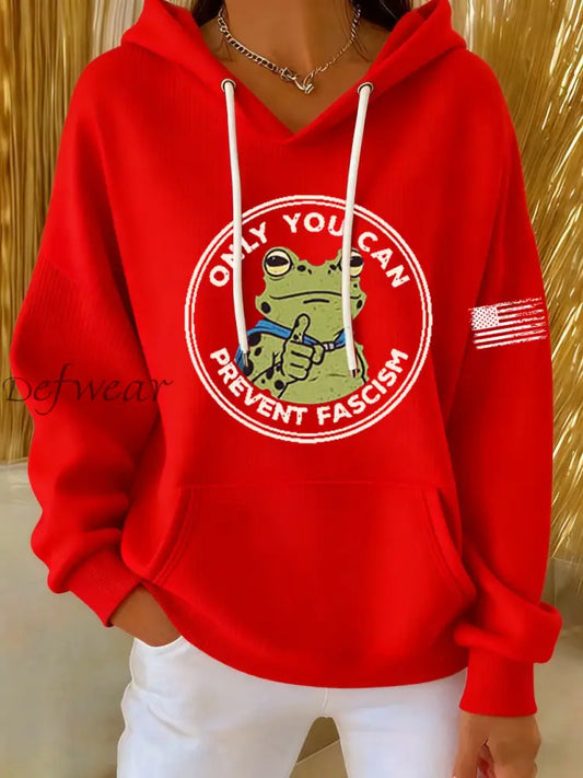 Women’s Only You Can Prevent Fascism Printed Hoodie Red / S