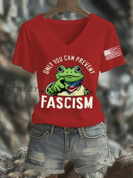Women’s Only You Can Prevent Fascism Printed T-Shirt Red / S