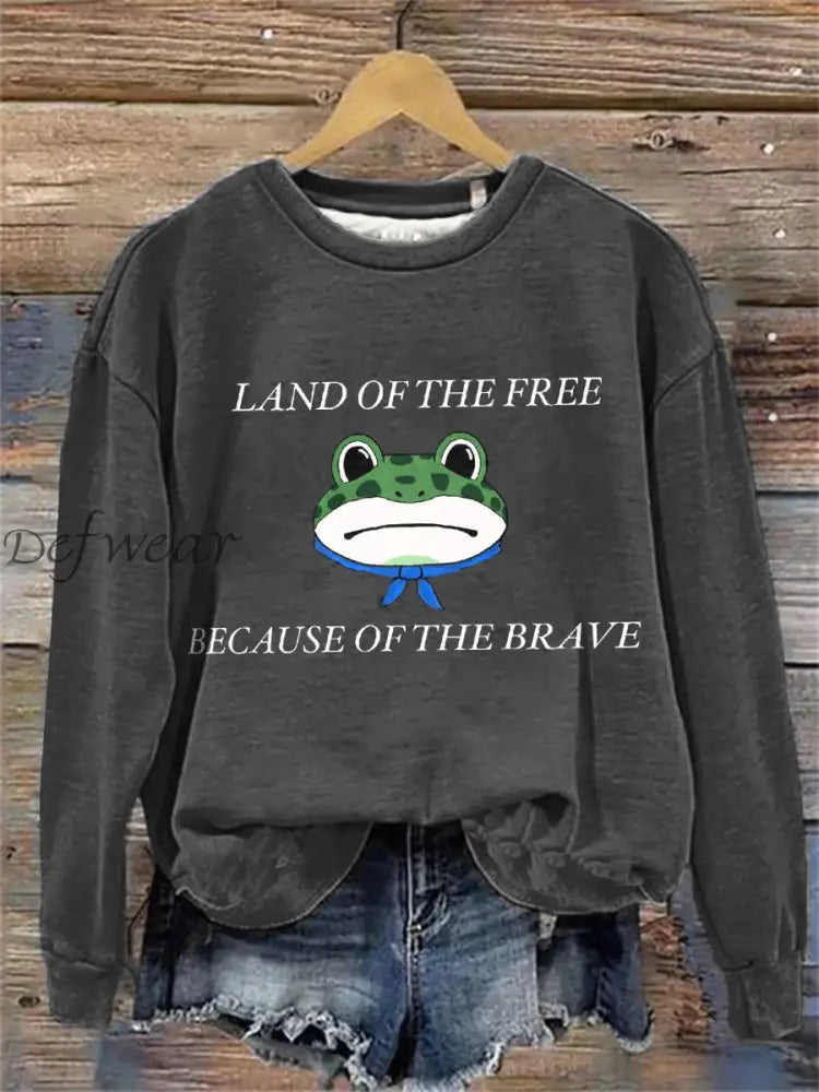 Women’s Polish Frog Print Sweatshirt Dark Gray / S