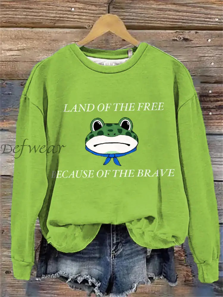 Women’s Polish Frog Print Sweatshirt Light Green / S