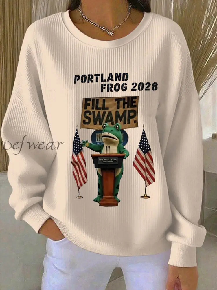 Women’s Portland Frog 2028 Ribbed Round-Neck Sweatshirt Apricot / S