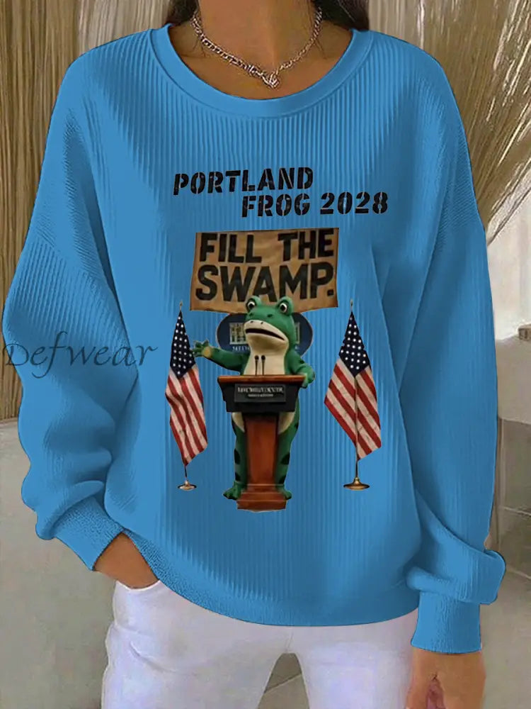 Women’s Portland Frog 2028 Ribbed Round-Neck Sweatshirt Blue / S