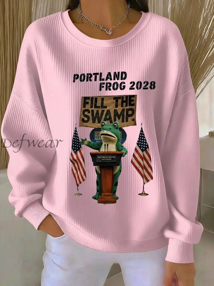 Women’s Portland Frog 2028 Ribbed Round-Neck Sweatshirt Pink / S