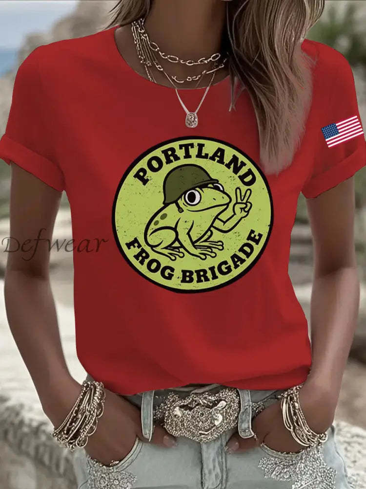 Women’s Portland Frog Brigade Printed T-Shirt Red / S
