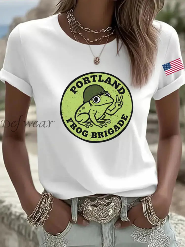 Women’s Portland Frog Brigade Printed T-Shirt White / S