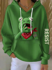Women’s Portland Frog Crochet Art Hoodie Green / S