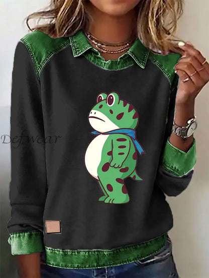 Women‘s Portland Frog Resist Printed Long Sleeve Shirt Black / S