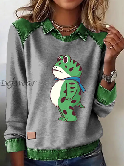 Women‘s Portland Frog Resist Printed Long Sleeve Shirt Gray / S