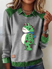 Women‘s Portland Frog Resist Printed Long Sleeve Shirt Gray / S