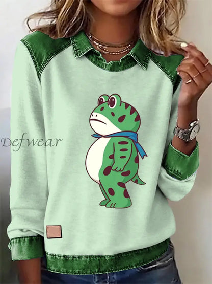 Women‘s Portland Frog Resist Printed Long Sleeve Shirt Light Green / S