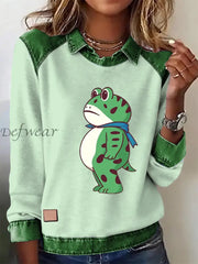 Women‘s Portland Frog Resist Printed Long Sleeve Shirt Light Green / S