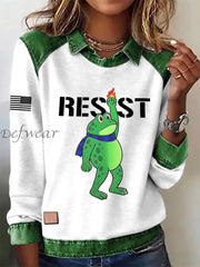 Women’s Portland Frog Resist Printed Long Sleeve Shirt White / S