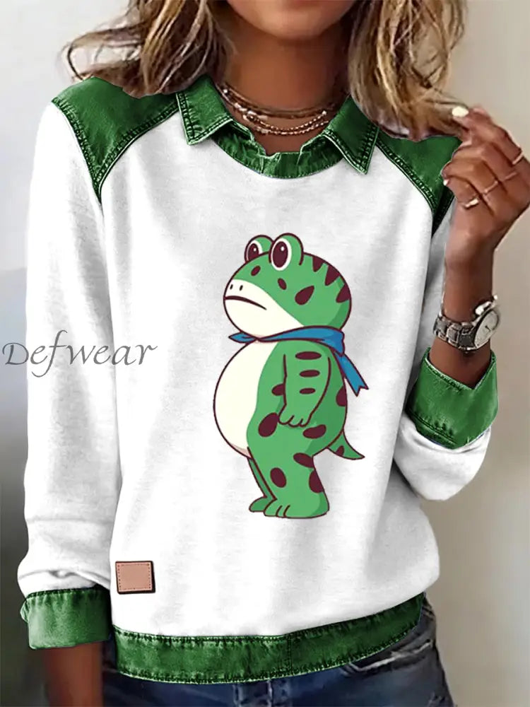 Women‘s Portland Frog Resist Printed Long Sleeve Shirt White / S