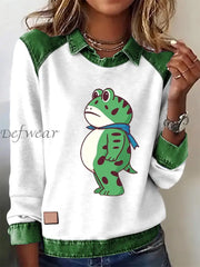 Women‘s Portland Frog Resist Printed Long Sleeve Shirt White / S