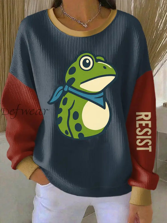 Women’s Portland Frog Resist Ribbed Round-Neck Sweatshirt As picture / S