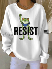 Women’s Portland Frog Resist Ribbed Round-Neck Sweatshirt White / S
