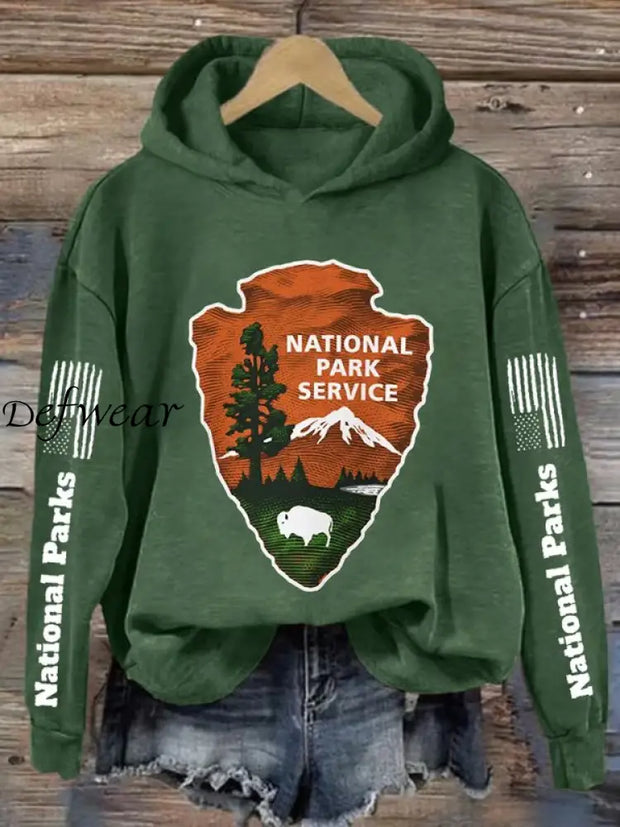 Women’s Protect Our National Parks Hot Spots Print Hoodie Green / S