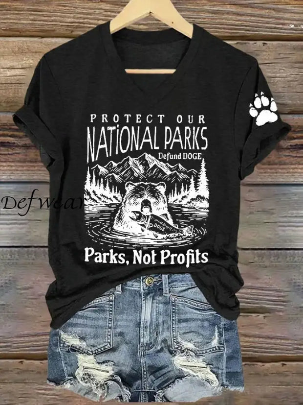 Women’s Protect Our National Parks Printed T-Shirt Black / S