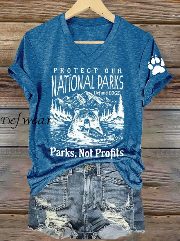 Women’s Protect Our National Parks Printed T-Shirt Blue / S