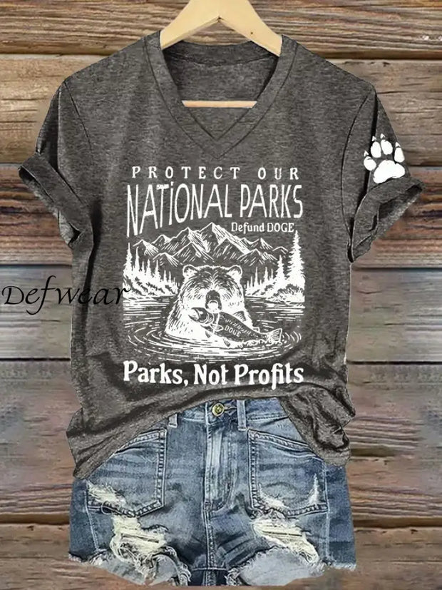 Women’s Protect Our National Parks Printed T-Shirt Dark Gray / S