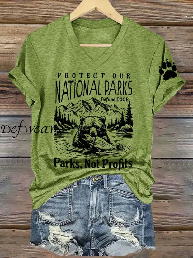 Women’s Protect Our National Parks Printed T-Shirt Green / S