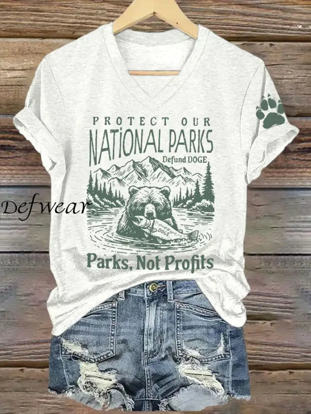 Women’s Protect Our National Parks Printed T-Shirt White / S