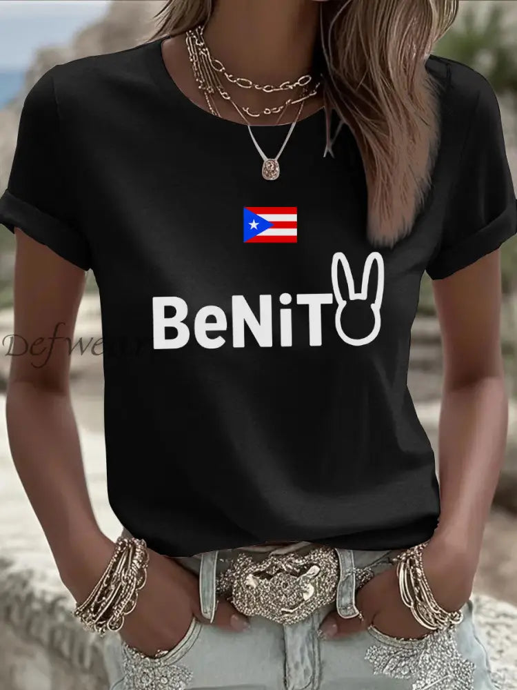 Women’s Puerto Rican singer printed T-shirt Black / S