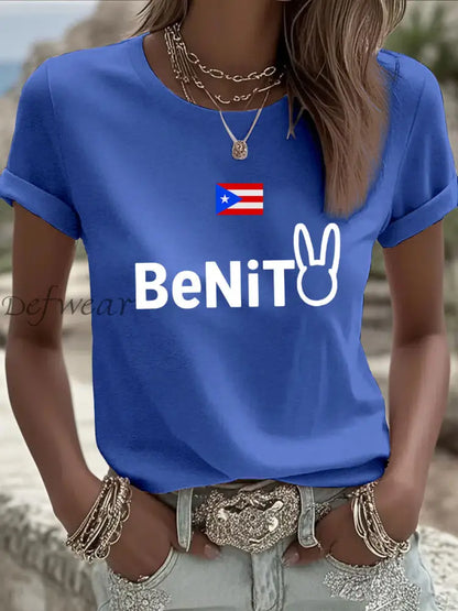 Women’s Puerto Rican singer printed T-shirt Blue / S