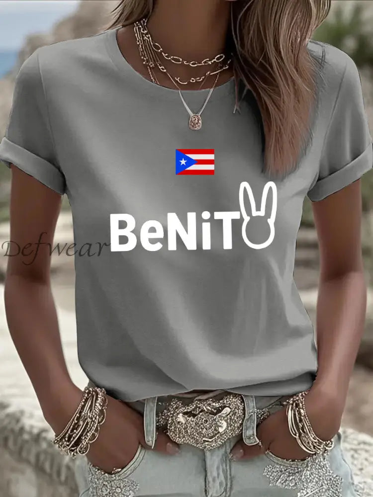 Women’s Puerto Rican singer printed T-shirt Light Gray / S