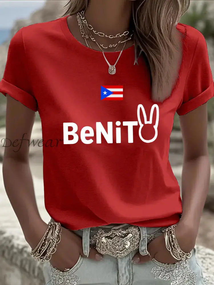 Women’s Puerto Rican singer printed T-shirt Red / S