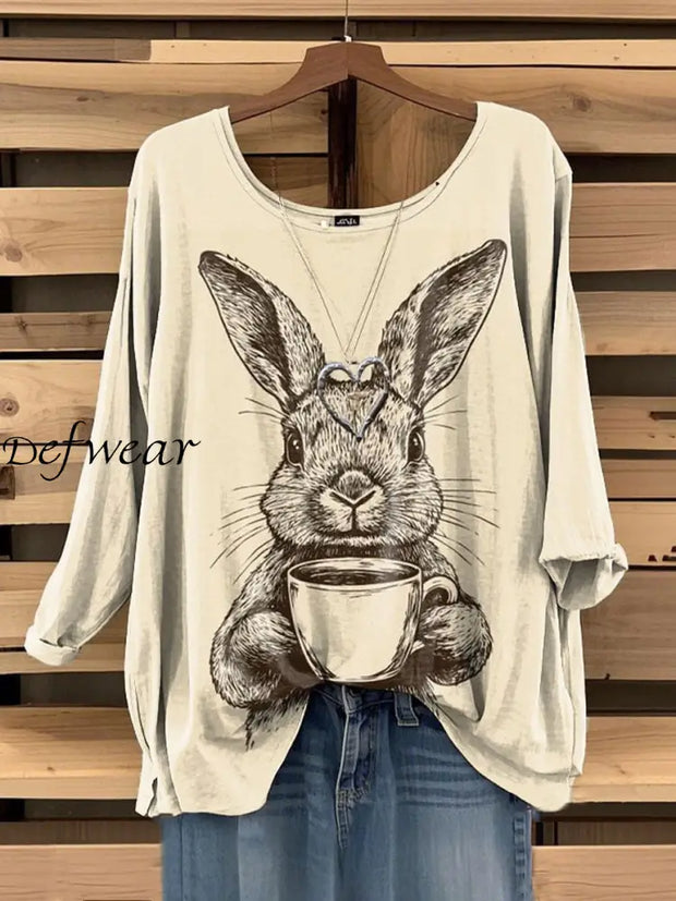 Women’s Rabbit Art Print Top As picture / S