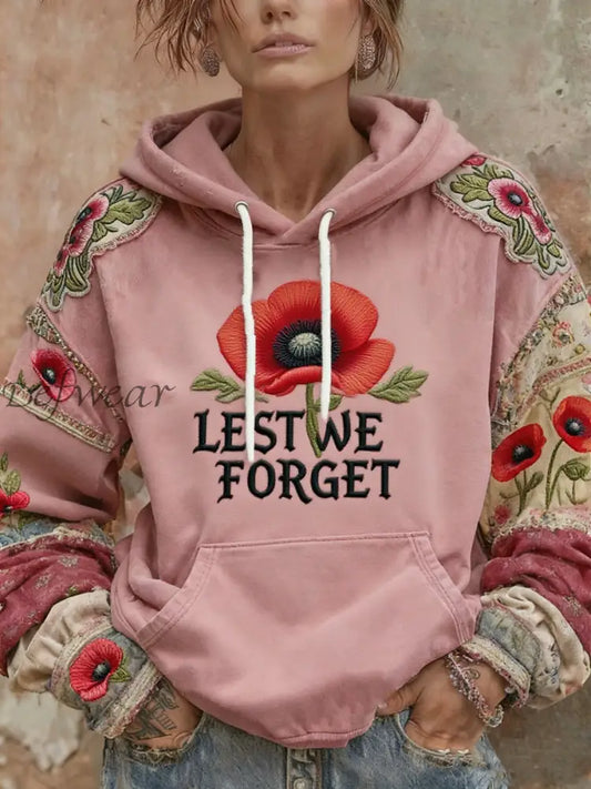 Women’s Remembrance Day poppy flower hoodie Pink / S