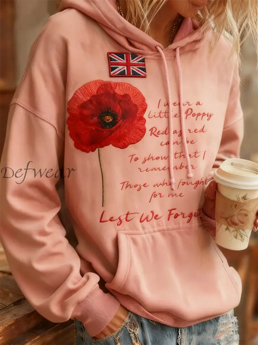 Women’s Remembrance Day poppy flower hoodie Pink / S