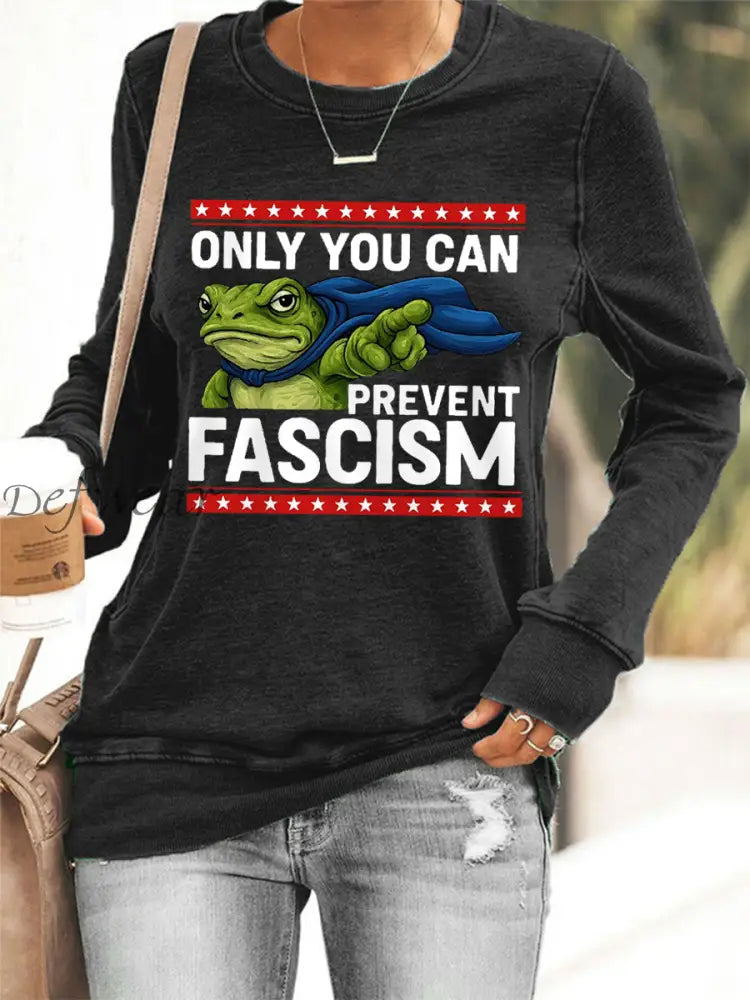 Women’s Resist Frog Print Casual Sweatshirt Black / S