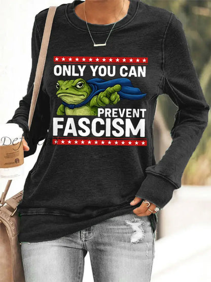 Women’s Resist Frog Print Casual Sweatshirt Black / S