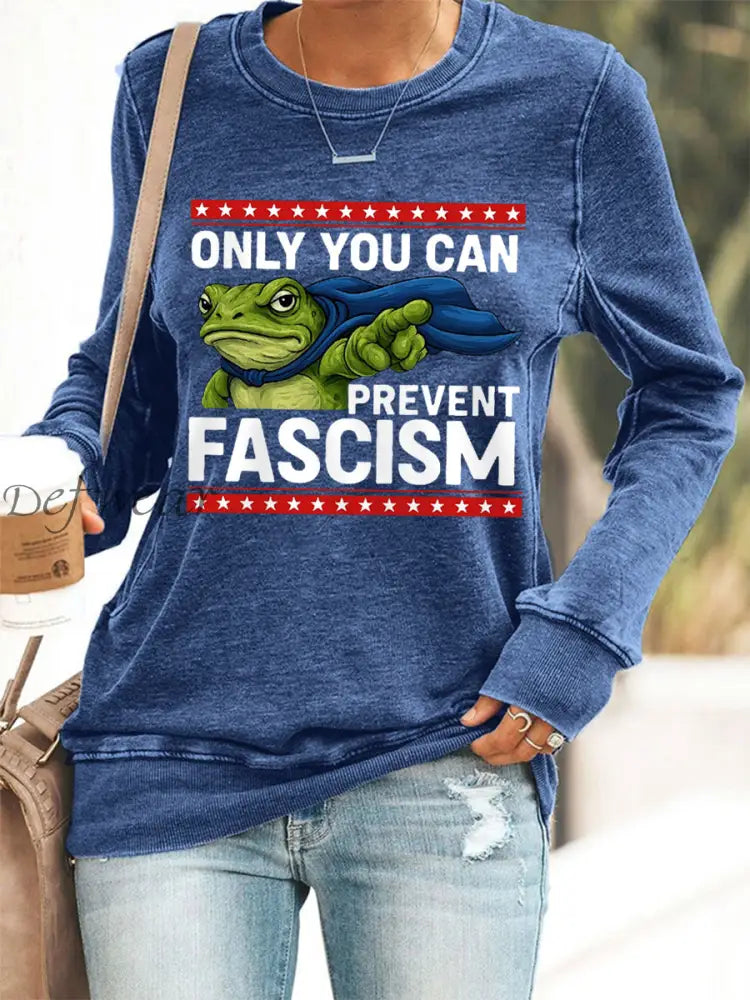 Women’s Resist Frog Print Casual Sweatshirt Blue / S