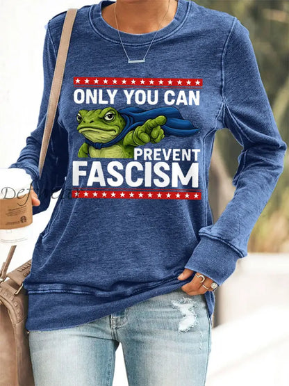 Women’s Resist Frog Print Casual Sweatshirt Blue / S