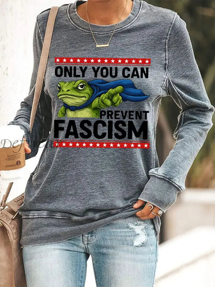 Women’s Resist Frog Print Casual Sweatshirt Gray / S