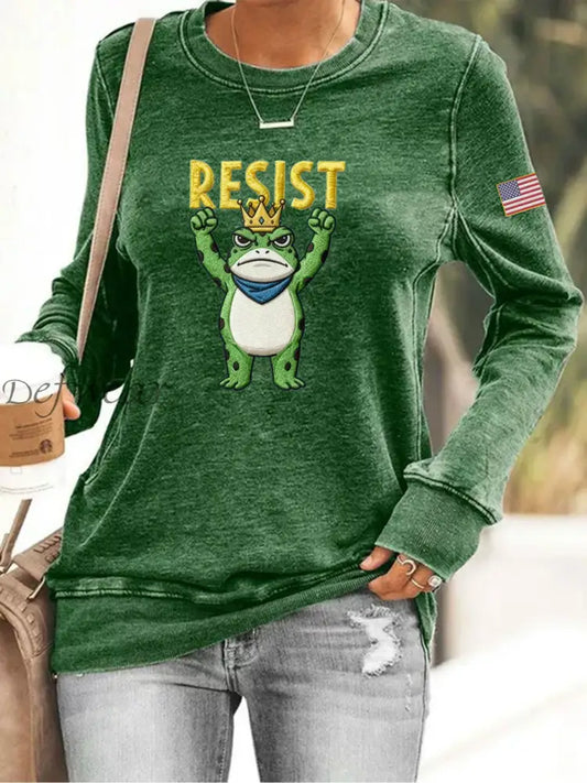 Women’s Resist Frog Print Sweatshirt As picture / S