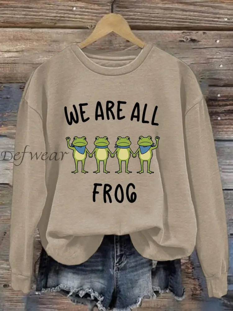 Women’s Resist Frog Printed Casual Sweatshirt Apricot / S
