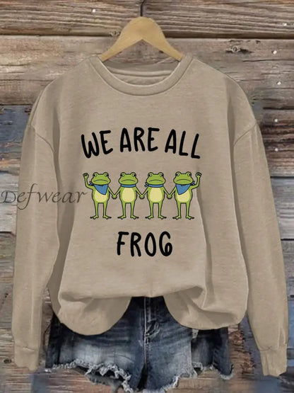 Women’s Resist Frog Printed Casual Sweatshirt Apricot / S