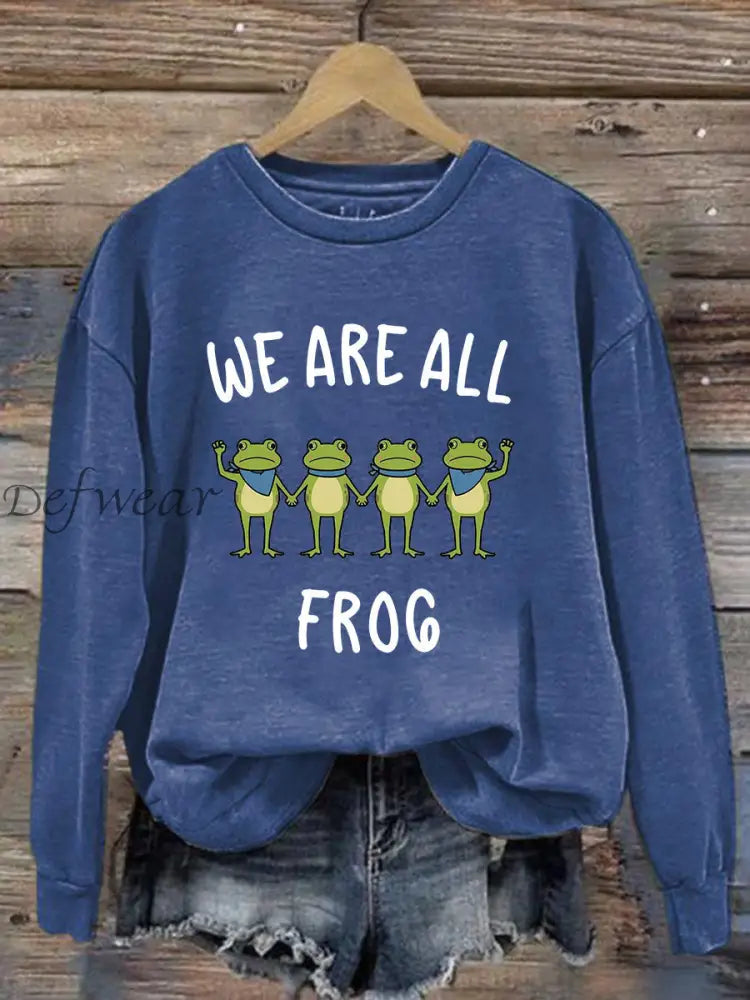 Women’s Resist Frog Printed Casual Sweatshirt Blue / S